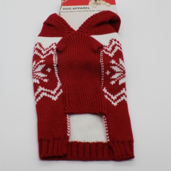 NwoT Size Extra Small 8.5- 10"L Red & White Dog Sweater W/ Santa Pompom Hoodie - Picture 8 of 10